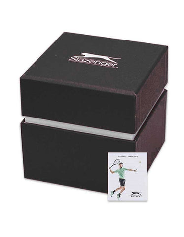 Slazenger Watch Box in Black color with Slazenger logo printed on it along with a small user manual -Zamana.pk