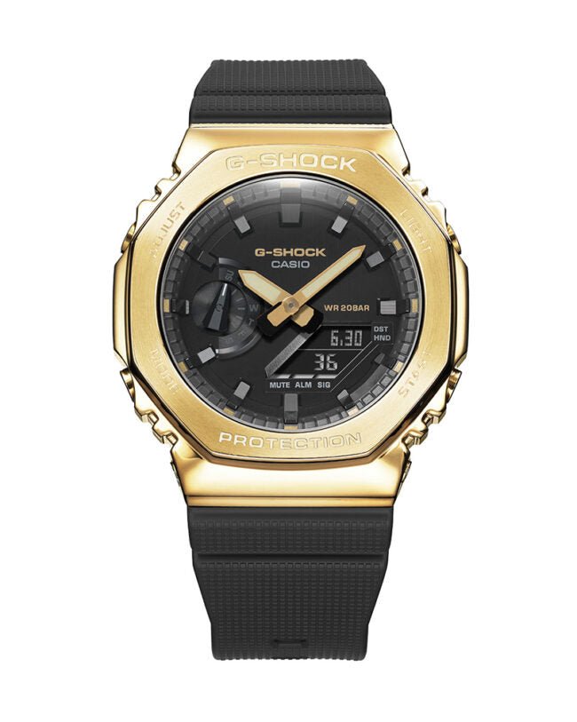 Casio G - Shock GM - 2100G - 1A9DR Analog+Digital Gold ion Plated Black Resin band Men's Watch - Zamana.pk