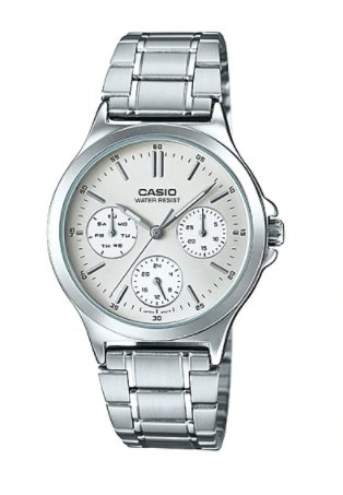 Casio LTP - V300D - 7A Women's Standard Stainless Steel Multifunction White Dial Watch - Zamana.pk