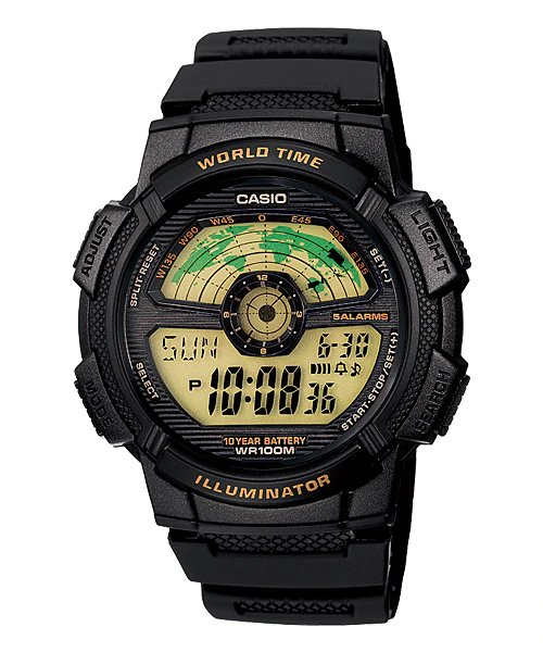 Casio Men's AE - 1100W - 1BVDF Black Rubber Quartz Watch with Digital Dial - Zamana.pk