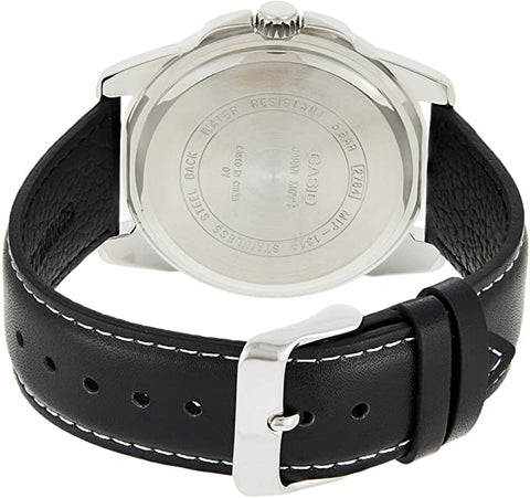 Casio Men's MTP - 1314L - 8AV Black Leather Quartz Watch with Black Dial - Zamana.pk