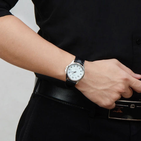 Casio MTP - 1183E - 7BDF Black Leather Strap Watch for Men - Zamana.pk