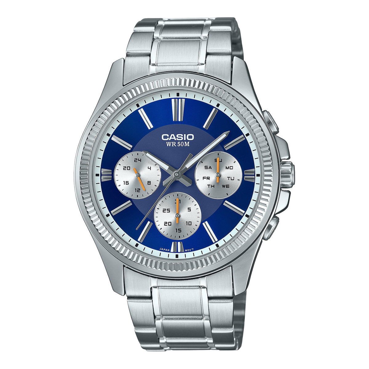 Casio MTP - 1375D - 2A1VDF Men's Metal Band Multifunction Blue Dial Watch - Zamana.pk