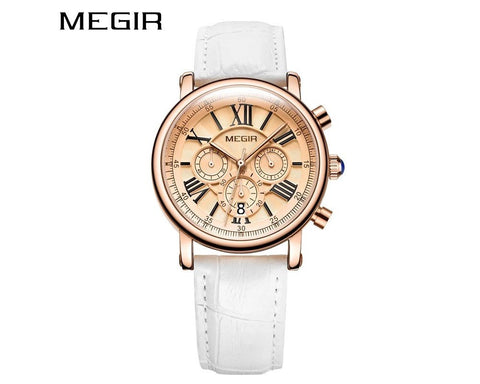 MEGIR 2058 Women Relogio Feminino Wristwatches (White) - Zamana.pk