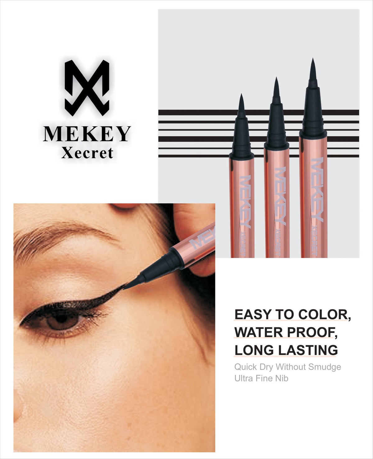 Mekeyxecret Eye Liner: Ultra - Thin, Waterproof, Long Lasting - Zamana.pk