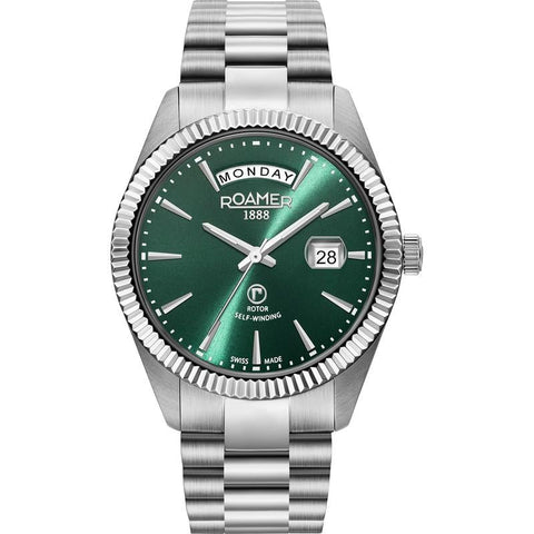 ROAMER 981662 41 75 90 Men's Green Primeline Daydate Mechanical Watch - Zamana.pk