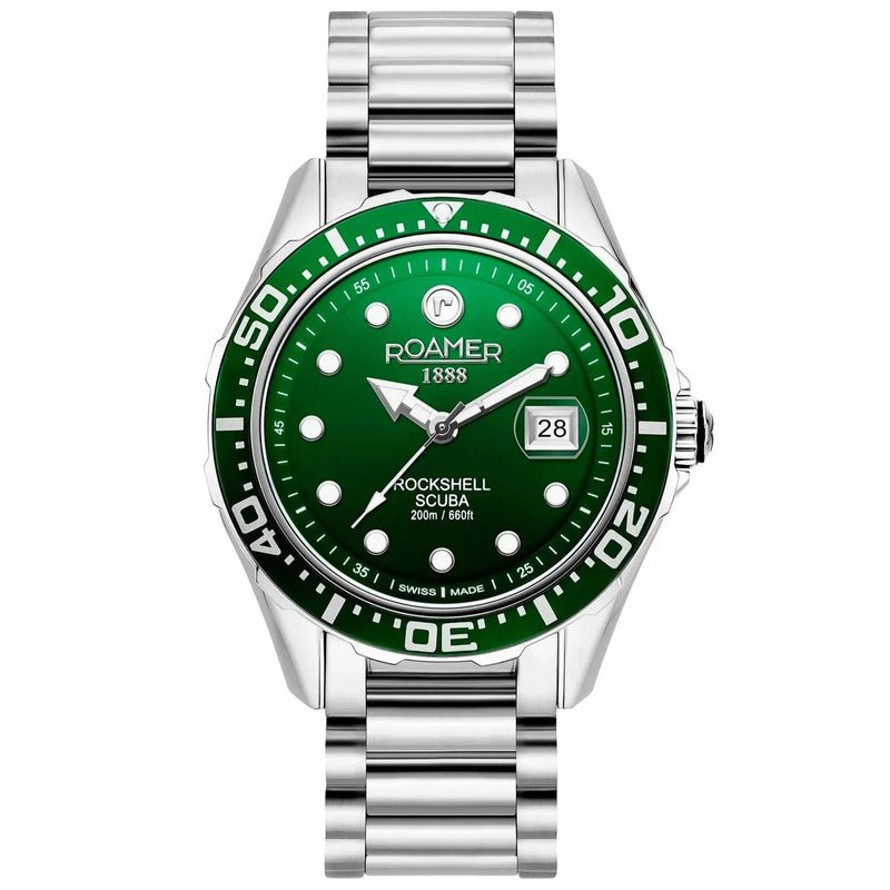 Roamer Rockshell Scuba | Green Dial | Stainless Steel Bracelet 220858 41 75 50 - Zamana.pk