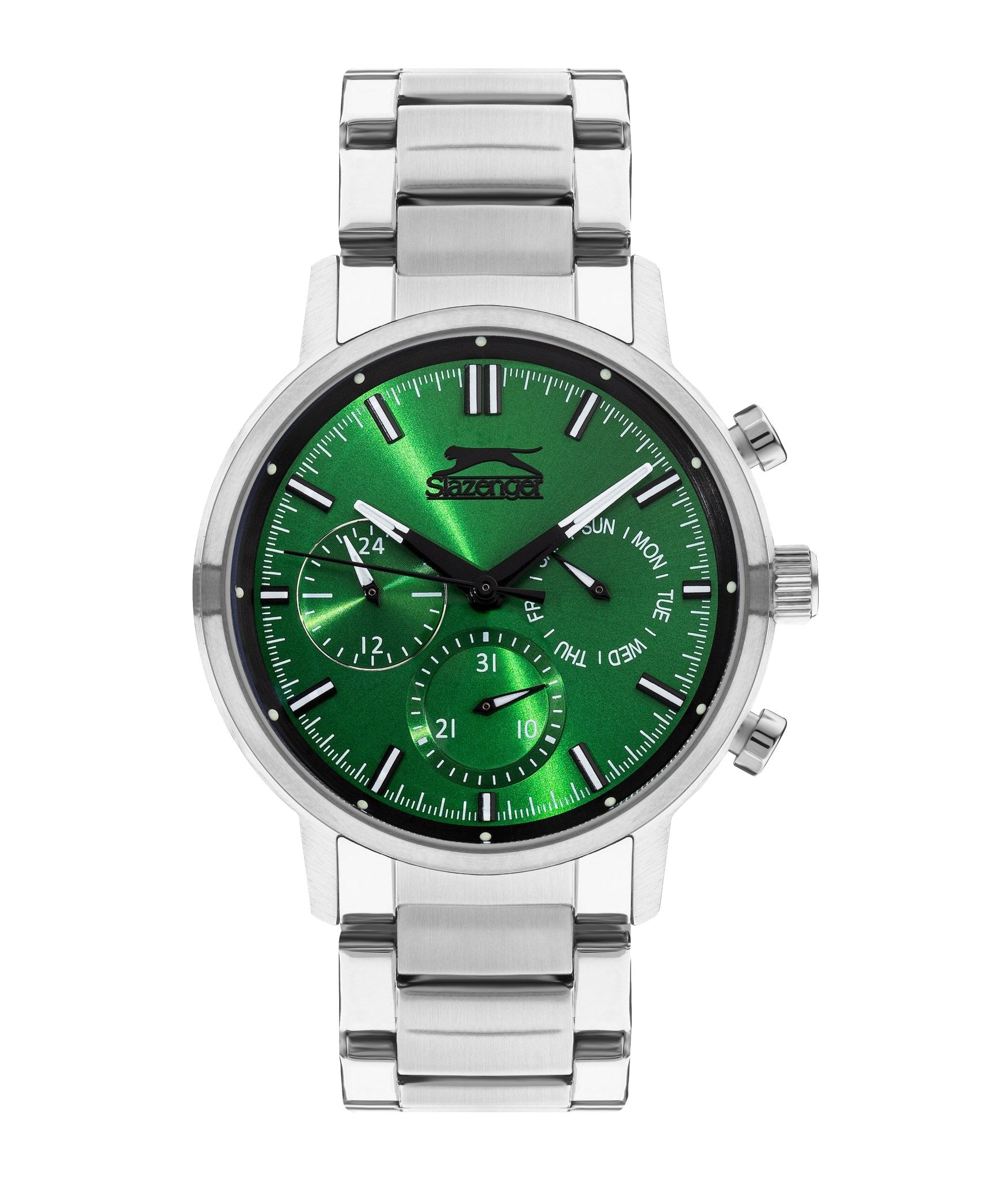 Slazenger SL.9.2213.2.01 Quartz Male Metal Silver Band Green Dial Watch - Zamana.pk