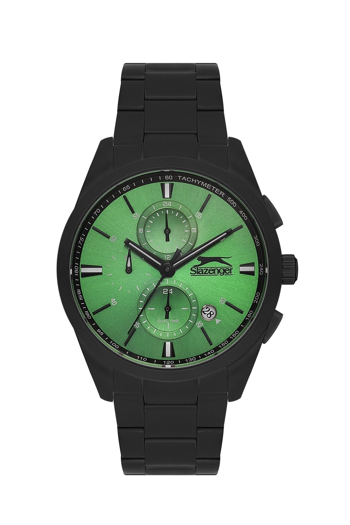 Slazenger SL.9.2215.2.01 Quartz Male Metal Black Band Green Dial Watch - Zamana.pk