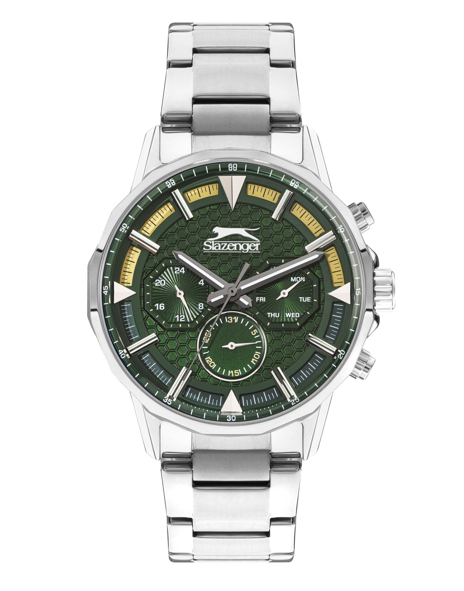 Slazenger SL.9.2216.2.03 Quartz Male Metal Silver Band Green Dial Watch - Zamana.pk