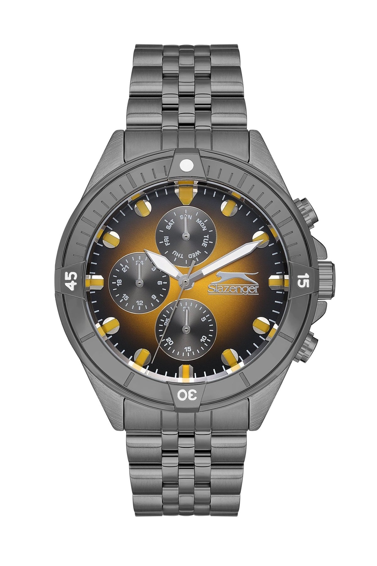 Slazenger SL.9.2227.2.03 Quartz Male Metal Gun Band Yellow Dial Watch - Zamana.pk