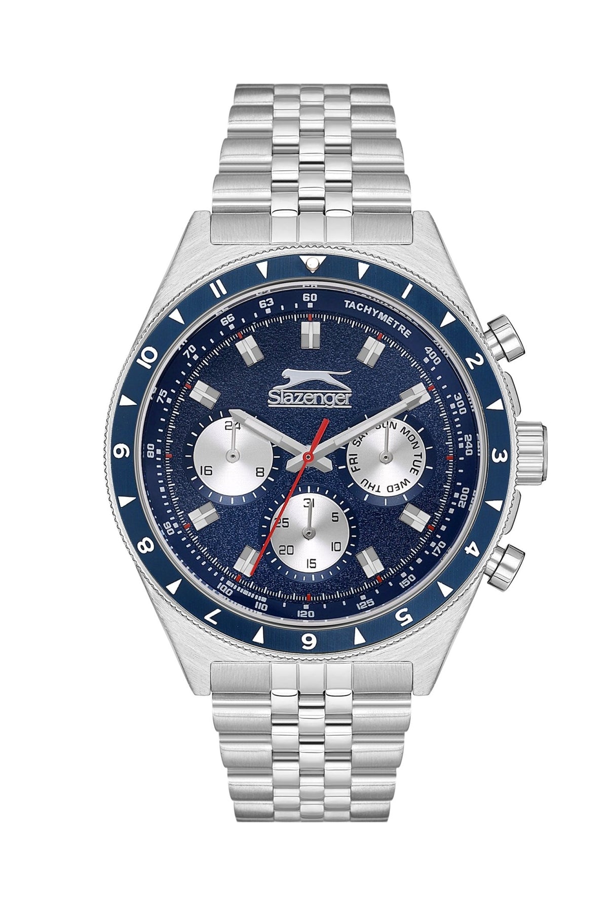 Slazenger SL.9.2248.2.02 Quartz Male Metal Silver Band Blue Dial Watch - Zamana.pk