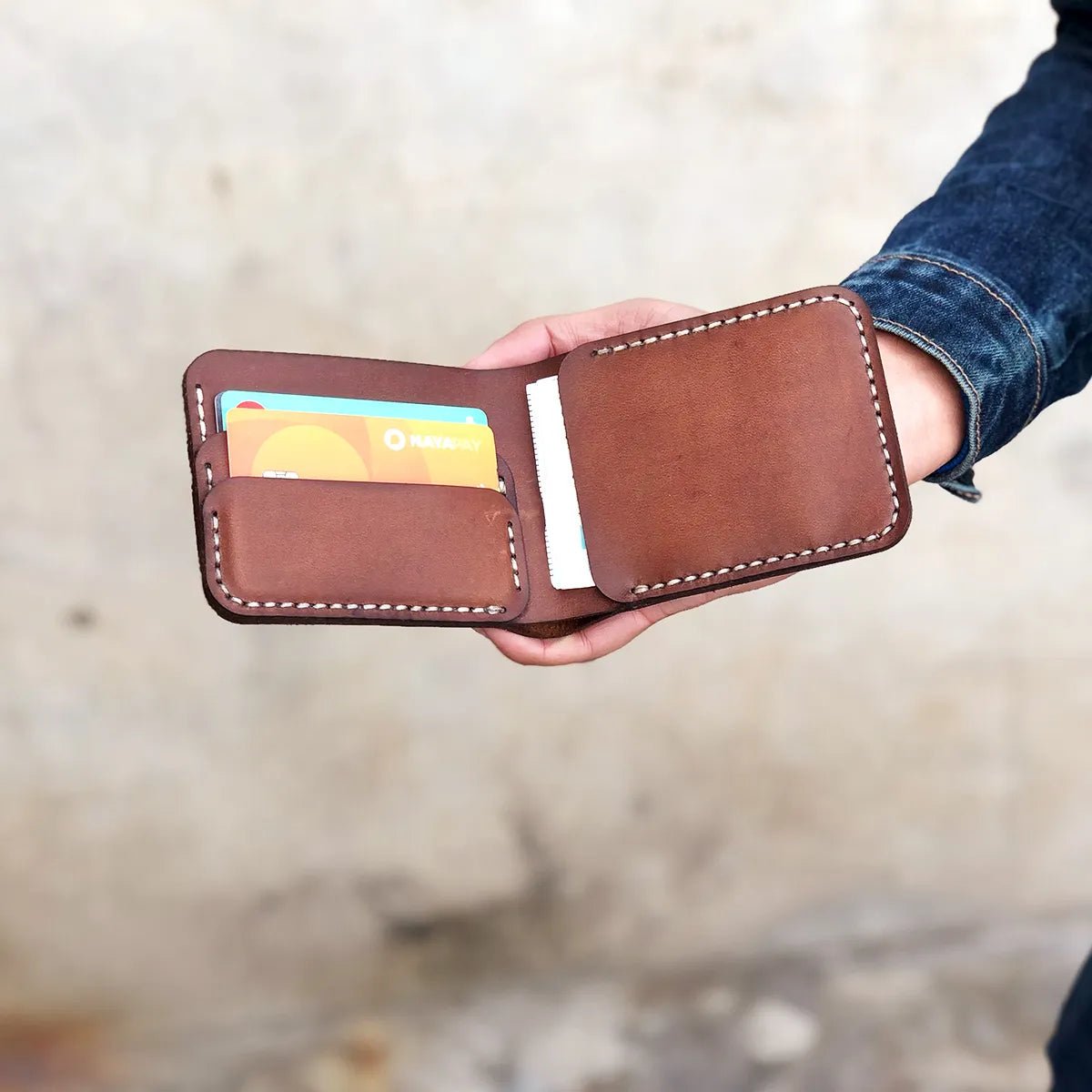 The Futuristic: A Leather Bifold Wallet - Brown Color - Zamana.pk