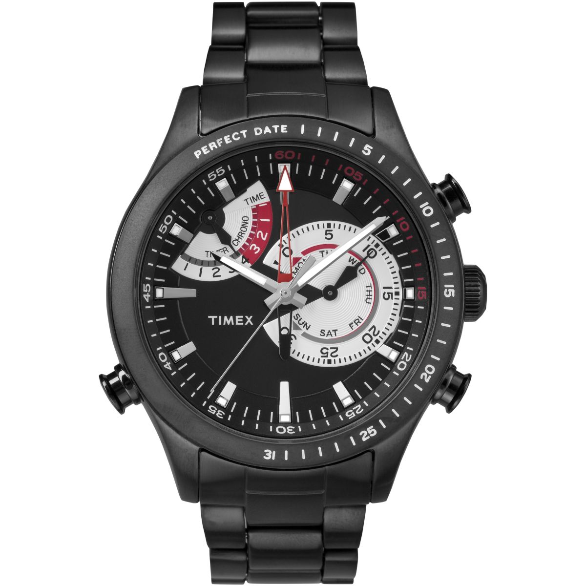 Timex Men's TW2P72800 Intelligent Quartz Chrono Timer Black Stainless Steel Bracelet Watch - Zamana.pk