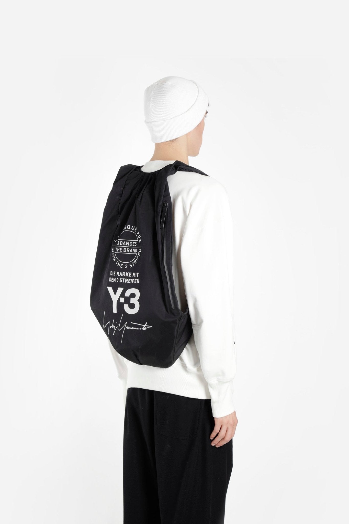 Y - 3 YOHJI Yamamoto Adidas Designer Backpack Black Bag With White Logo NWT - Zamana.pk